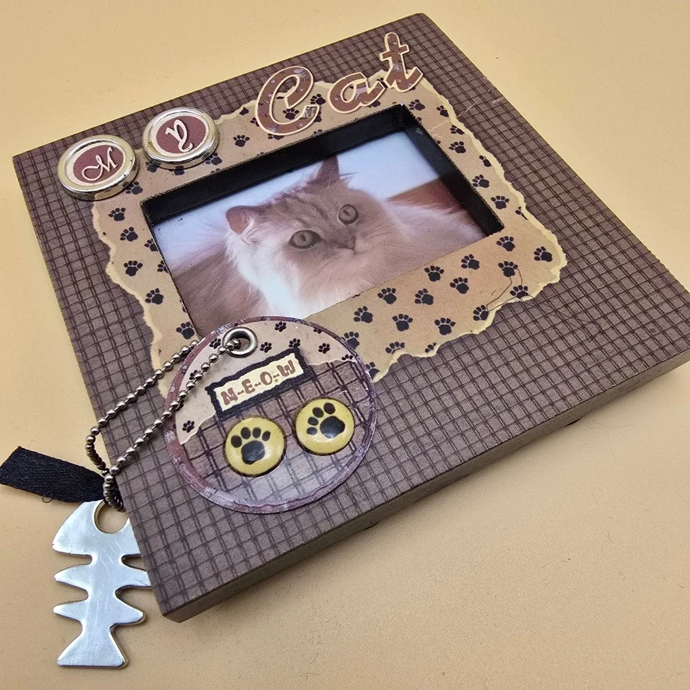 Cat Picture Frame Set CBK Meow Pewter Style & My Cat Scrapbook Theme 2 Piece Lot